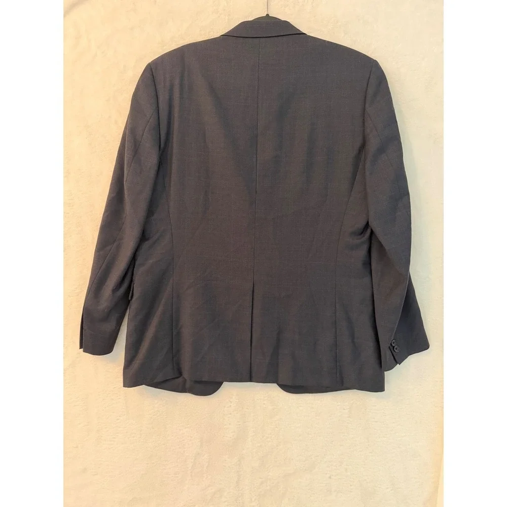 Jos A Bank Signature Collection Blazer 44L Wool Tailored Fit Charcoal Windowpane